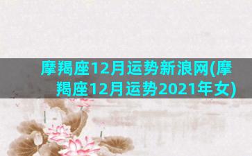 摩羯座12月运势新浪网(摩羯座12月运势2021年女)