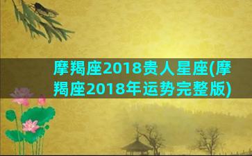 摩羯座2018贵人星座(摩羯座2018年运势完整版)