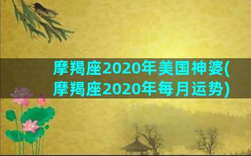 摩羯座2020年美国神婆(摩羯座2020年每月运势)