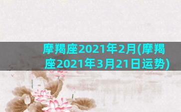 摩羯座2021年2月(摩羯座2021年3月21日运势)