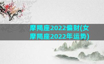 摩羯座2022偏财(女摩羯座2022年运势)