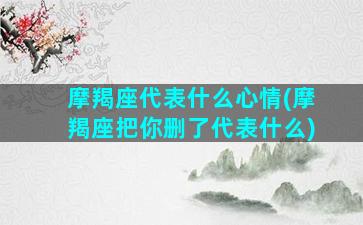 摩羯座代表什么心情(摩羯座把你删了代表什么)