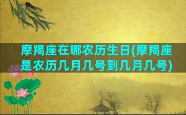 摩羯座在哪农历生日(摩羯座是农历几月几号到几月几号)