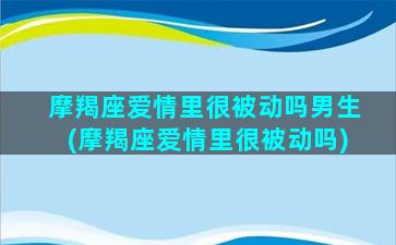 摩羯座爱情里很被动吗男生(摩羯座爱情里很被动吗)