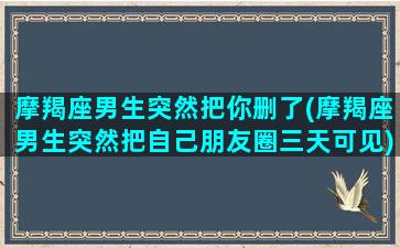 摩羯座男生突然把你删了(摩羯座男生突然把自己朋友圈三天可见)