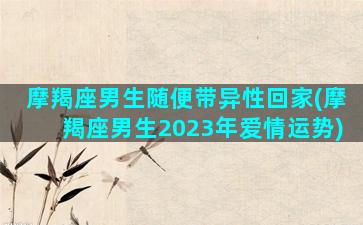 摩羯座男生随便带异性回家(摩羯座男生2023年爱情运势)