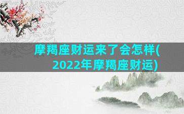 摩羯座财运来了会怎样(2022年摩羯座财运)