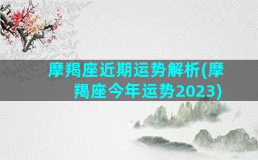 摩羯座近期运势解析(摩羯座今年运势2023)