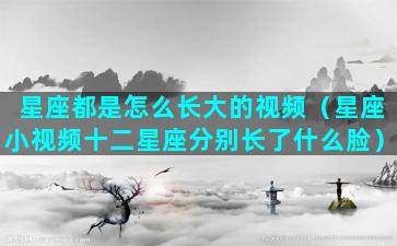 星座都是怎么长大的视频（星座小视频十二星座分别长了什么脸）