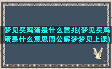 梦见买鸡蛋是什么意兆(梦见买鸡蛋是什么意思周公解梦梦见上课)