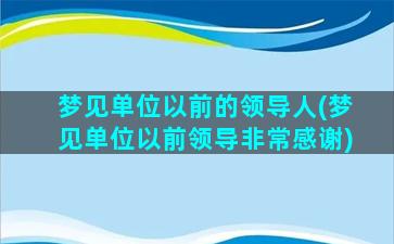 梦见单位以前的领导人(梦见单位以前领导非常感谢)