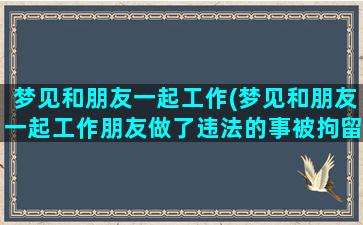 梦见和朋友一起工作(梦见和朋友一起工作朋友做了违法的事被拘留)