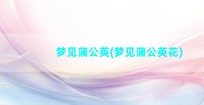 梦见蒲公英(梦见蒲公英花)