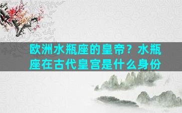 欧洲水瓶座的皇帝？水瓶座在古代皇宫是什么身份