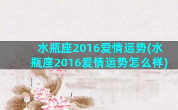 水瓶座2016爱情运势(水瓶座2016爱情运势怎么样)