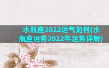 水瓶座2022运气如何(水瓶座运势2022年运势详解)