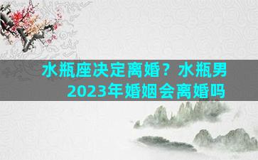 水瓶座决定离婚？水瓶男2023年婚姻会离婚吗