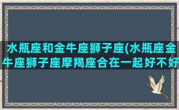 水瓶座和金牛座狮子座(水瓶座金牛座狮子座摩羯座合在一起好不好)