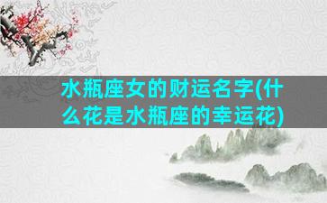 水瓶座女的财运名字(什么花是水瓶座的幸运花)