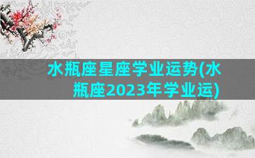 水瓶座星座学业运势(水瓶座2023年学业运)