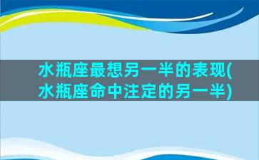 水瓶座最想另一半的表现(水瓶座命中注定的另一半)