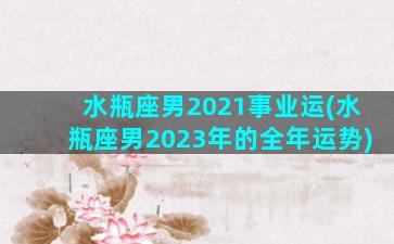 水瓶座男2021事业运(水瓶座男2023年的全年运势)