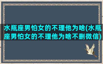 水瓶座男怕女的不理他为啥(水瓶座男怕女的不理他为啥不删微信)