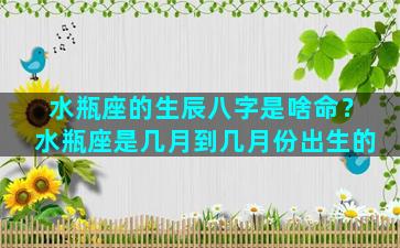 水瓶座的生辰八字是啥命？水瓶座是几月到几月份出生的