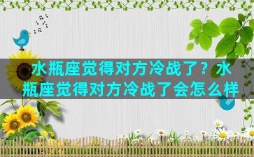 水瓶座觉得对方冷战了？水瓶座觉得对方冷战了会怎么样