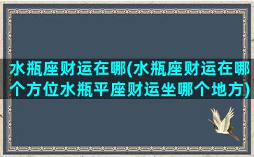 水瓶座财运在哪(水瓶座财运在哪个方位水瓶平座财运坐哪个地方)