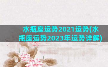 水瓶座运势2021运势(水瓶座运势2023年运势详解)