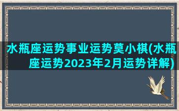 水瓶座运势事业运势莫小棋(水瓶座运势2023年2月运势详解)