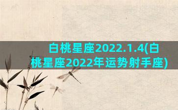 白桃星座2022.1.4(白桃星座2022年运势射手座)