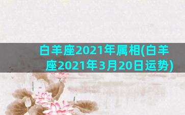 白羊座2021年属相(白羊座2021年3月20日运势)