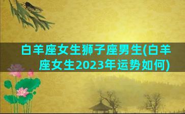 白羊座女生狮子座男生(白羊座女生2023年运势如何)