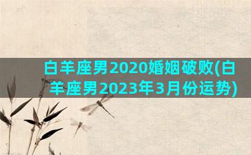 白羊座男2020婚姻破败(白羊座男2023年3月份运势)