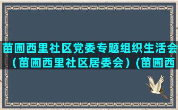 苗圃西里社区党委专题组织生活会（苗圃西里社区居委会）(苗圃西里属于哪个社区)