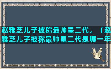 赵雅芝儿子被称最帅星二代。（赵雅芝儿子被称最帅星二代是哪一年）(赵雅芝和儿子唱上海淮)