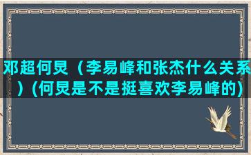 邓超何炅（李易峰和张杰什么关系）(何炅是不是挺喜欢李易峰的)