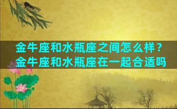 金牛座和水瓶座之间怎么样？金牛座和水瓶座在一起合适吗