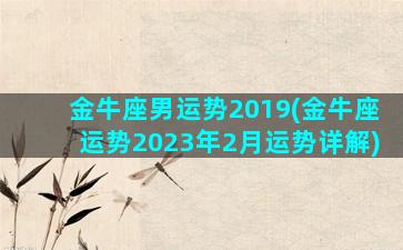 金牛座男运势2019(金牛座运势2023年2月运势详解)