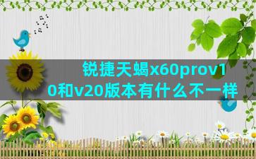 锐捷天蝎x60prov10和v20版本有什么不一样