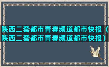 陕西二套都市青春频道都市快报（陕西二套都市青春频道都市快报）(陕西二套都市青春频道节目表)