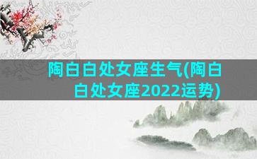 陶白白处女座生气(陶白白处女座2022运势)