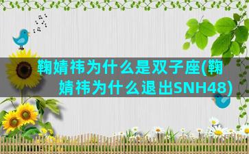 鞠婧祎为什么是双子座(鞠婧祎为什么退出SNH48)